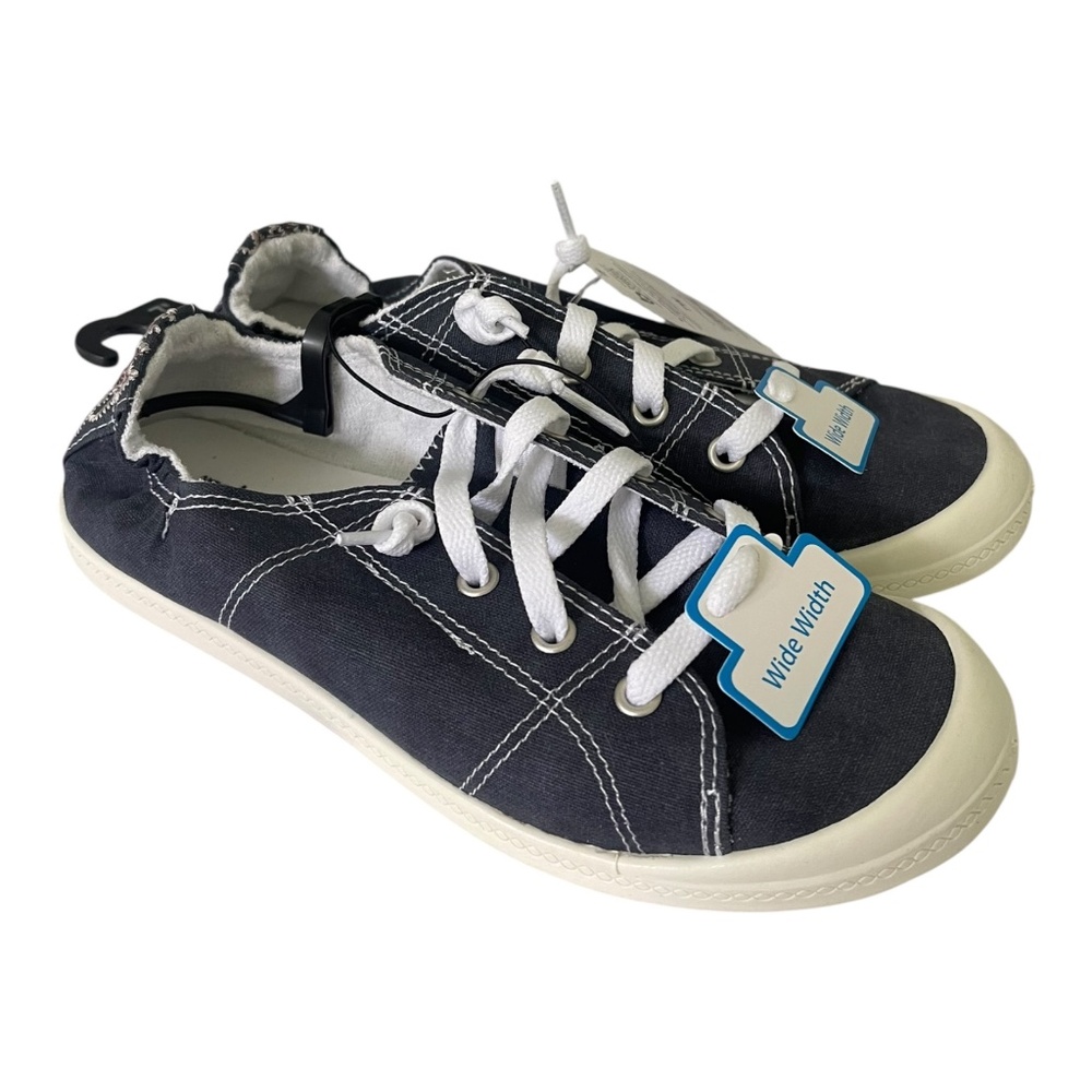 WIDE WIDTH BLUE Time and Tru Women's Scrunch Back Slip-On Sneaker Size Various